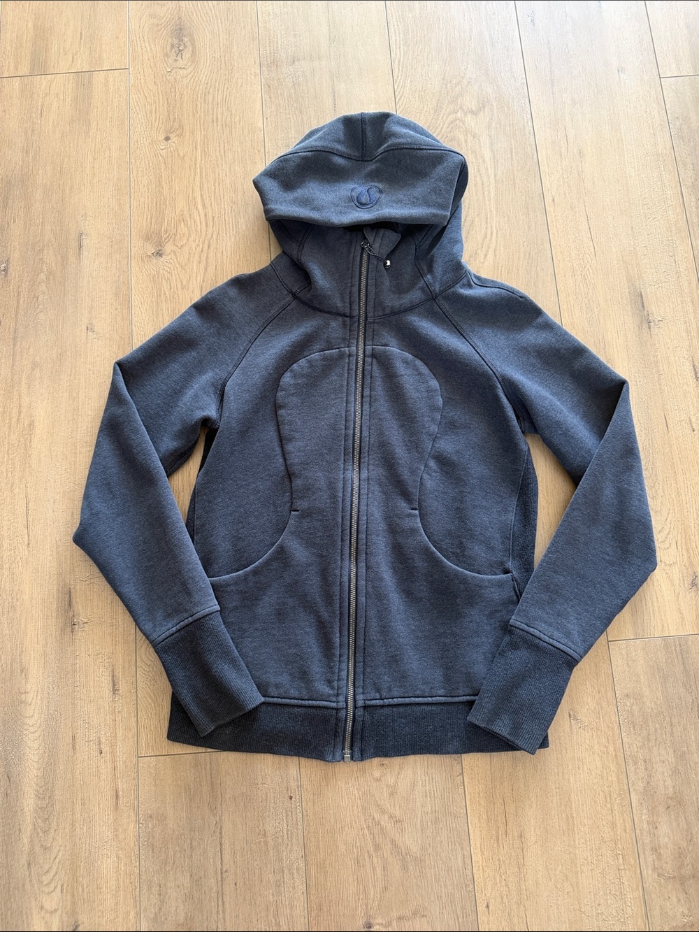 Lululemon Women's Scuba Full Zip Hoodie Jacket Sz 8 Blue Thick Cozy Stretch EUC